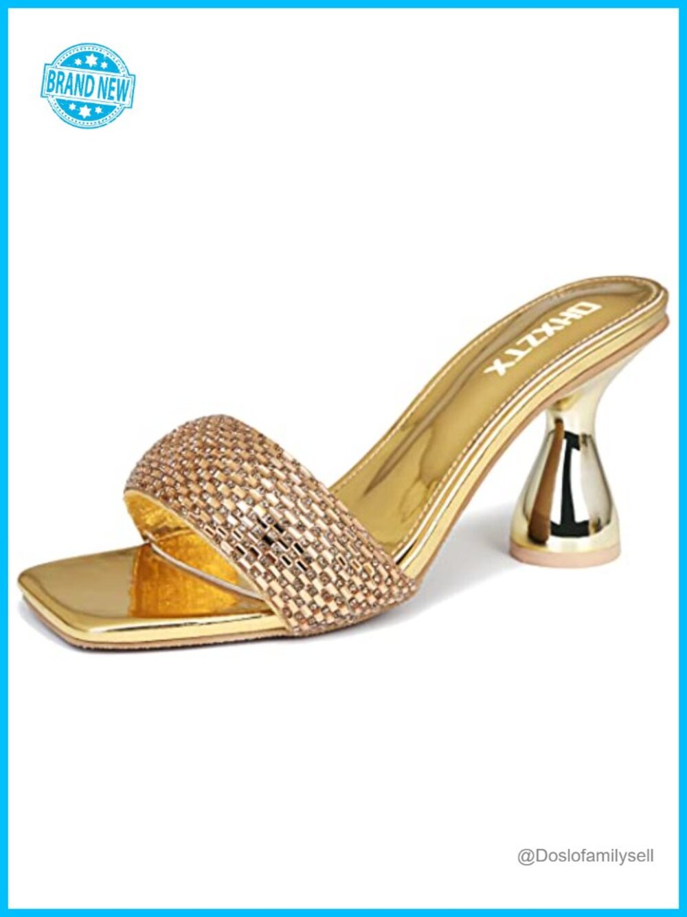 Rhinestone Kitten Heel Mules Square Toe Slide Sandals Evening Party